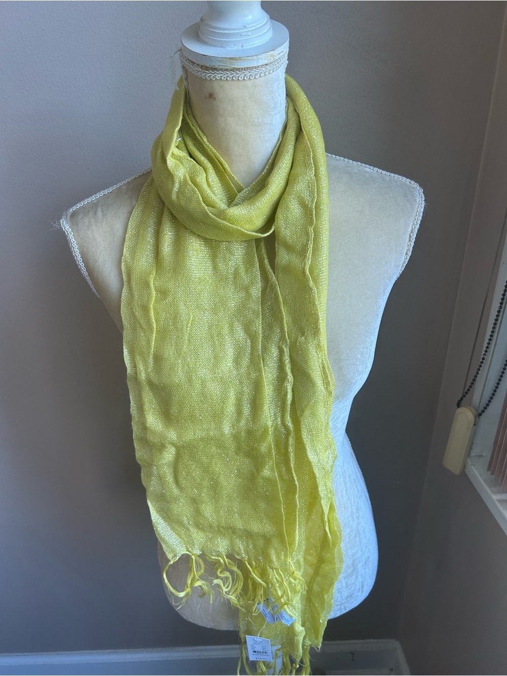 New York & Company Women’s Green Shimmery Scarf Fringed New 5000-3102